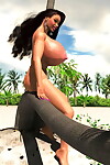 sexy 3d Chica Con gran marangos tomar el sol en nature\