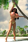 Sexy 3d girl with vast marangos sunbathing in nature\