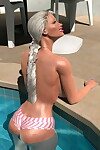 Aantrekkelijk 3d blond met massief meloenen Gevangen Topless in de buurt De zwembad Onderdeel 1133