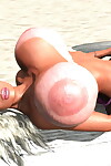 enorme breasted 3d Loira banhos de sol como foi nascido no o Praia parte 1127