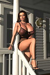 provozierend Bekleidet Bigtitted 3d Babe posing im freien Teil 1095