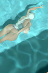 Big breasted 3d blonde girl swimming topless in pool - part 1094