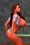Untamed 3d brown hair with big love melons shows striptease - part 1083