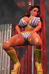 然のままの 3d 茶色 ヘア と 大きな 愛 メロン 示 striptease 部分 1083