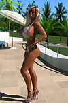 Blonde 3d babe with large jugs going for a score by the pool - part 1066