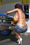 Sweaty 3d babe at public carwash flashing big titties - part 1065