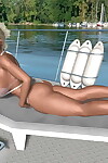 Топлесс 3d Блондинка с увесистый Молоко Качает путь на море яхта часть 923