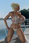 Topless 3d blonde Avec de poids lait Secoue façon sur mer yacht PARTIE 923