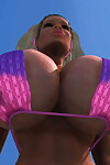 khổng lồ breasted 3d tiên tóc Bãi biển Thỏ Bắt được Topless phần 922