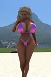 Huge breasted 3d fairy-haired beach bunny caught topless - part 922