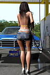 Hot 3d babe at public carwash flashing gigantic boobs - part 886