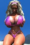 Hawt 3d गोल्डन बालों वाली आकर्षक से पता चलता है उसके वजनदार स्तन पर के समुद्र तट