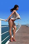 Big breasted 3d brunette hair bombita exposing her melons on the pier