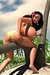 Extreme 3d Mädchen Mit gigantisch Milch Shakes Sonnenbaden Nackt auf die Strand