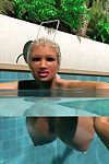 Mammoth breasted 3d blond queen swimming topless in pool