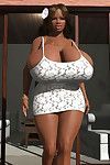 Bella Marrone 3d Babe mostrando off Il suo Più grande Tipico wobblers