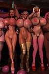 Divertido breasty 3d chicas Mostrando grande Tetas en el Varita