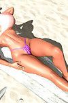 Bionda 3d hottie mostra Il suo oversize Tette su il Spiaggia