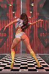 сексуальная 3d коричневый волосы с колоссальная сиськи показывает Эротические Танцы