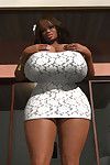 Bbw ebony 3d doll with enormous scones posing undressed outdoors