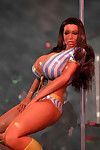 Stacked 3d stripper shaking her severe melons by the pole