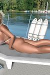 Topless 3d fata Con enorme amore bolle posizione su mare yacht