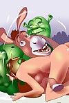 Shrek and his friends having sexy liking