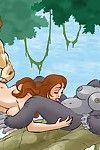 Tarzan shares appealing jane with several horny gorillas