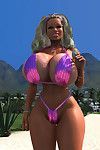 Bigtitted 3d blond chick sunbathing unclothed at the beach