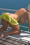 Aantrekkelijk 3d Bikini fairy hottie laat haar Giant voorzijde bumpers op De pier