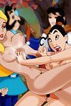 The fists and boobs come out in this fight stuck between mulan and alice