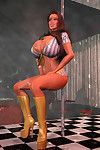 Bigtitted 3d stripper baring her goodies dancing by the pole