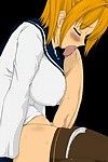 Blondynka Anime Kochanie cieszy trzeć jej pupą za A ogromne kogut