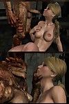Nude blonde double fucked by two malicious monsters