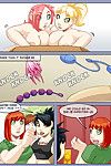 Bound Lesbo Cuties plays with penis stimulator in XXX Comics