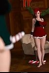 Redhead elf fucks with huge titted futanari babe