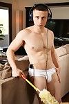 As Joey Moriarty stumbles keen to his living room, he finds his wife\'s brother Dante activity some summer cleaning. Dante, never the shy one, dusts in his skivvies as he listens to his headphones, shaking his sexy tense arse as he goes along. Joey stops s