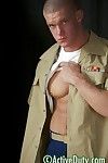 We\'re also loading up a type new scene to the web gallery tonight -- a special solo with the muscular dreamboat Tanner. That appealing devil has a body to kill for and this dude puts on a special show for us in this specially-shot uniformed solo tonight. 