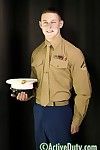 Conrad -- my oh my. He is such a dreamboat. Standing 6'1' tall and weighing in at a muscular 185 lbs, this 20-year old Marine is simply clammy as hell. The cherub-cheeked fellow may have an angel face, but this boy has a seriously dirty streak. And consid