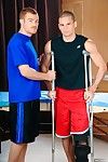 Poor Anthony Romero is still recovering from a pulled leg muscle.  It\'s a advisable thing his fleshly therapist, James Jamesson, is willing to make him experience better by pulling on one more one of Anthony\'s muscles!As Dr. Jamesson inspects the injured 