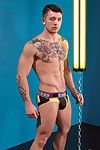 Micah Brandt is ripped with beefed muscle. He\'s making out with inked and super-defined Sebastian Kross, and the bulges in their Cellblock 13 briefs say they clearly have a fun the flavor of per other. Micah alternately sucks Sebastian\'s lips and nipples,