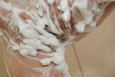 Small eastern lass with diminutive love bubbles Yuka Kakihara fascinating foamy washroom