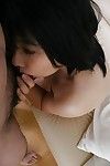 Oriental MILF Toshiko Shiraki accepts her hirsute vagina licked and owned hardcore