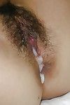 Oriental wench Shiho Matsushima benefits from her unshaven love-cage nailed and creampied