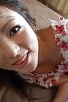 Eastern amateur Nao Miyazaki undressing and exposing her bawdy cleft in close up