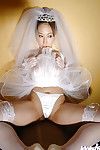 Biggest busted oriental bride Ai Sayama striptease off her garments