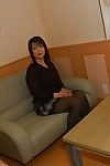 Bulky eastern MILF Rumi Yasumoto undressing and toying her love holes