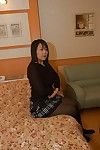 Bulky eastern MILF Rumi Yasumoto undressing and toying her love holes