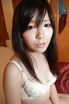 Captivating Chinese young in hose Ami Nagashima undressing and vibing her twat