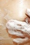 Dirty eastern MILF voluptuous shower-room and rubbing her soapy apples